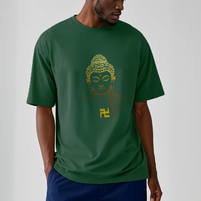 Swastika Pattern Golden mystic zen Cotton Tee T-shirt