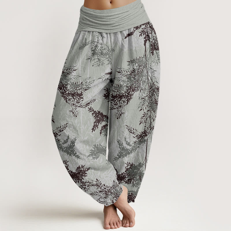 Leaves Branches Design Women's Elastic Waist Harem Pants