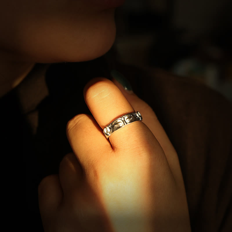 999 Sterling Silver mystic zen Eyes Protection Ring