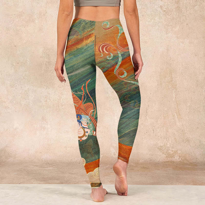 Dunhuang Flying Apsaras Print Gym Leggings Women's Yoga Pants
