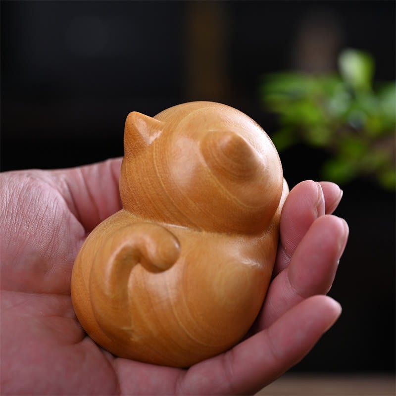 Small Cute Confident Sleeping Cat Sandalwood Healing Home Decoration