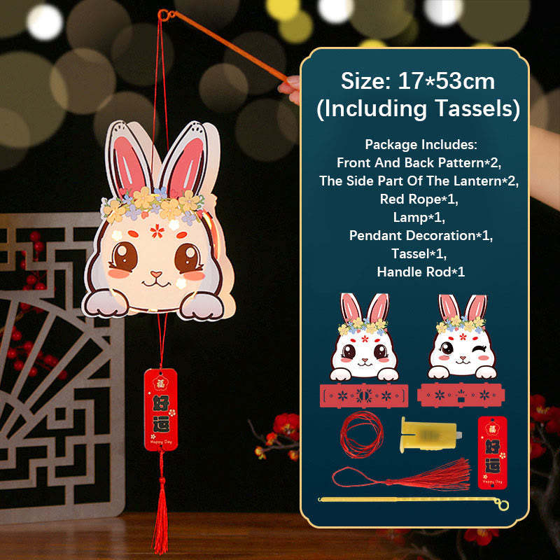 DIY Good Luck Cute Rabbit Paper Lantern Lamp Mid-Autumn Festival Lantern Decoration
