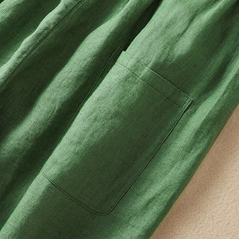 Summer Women's Cotton Drawstring Harem Pants With Pockets