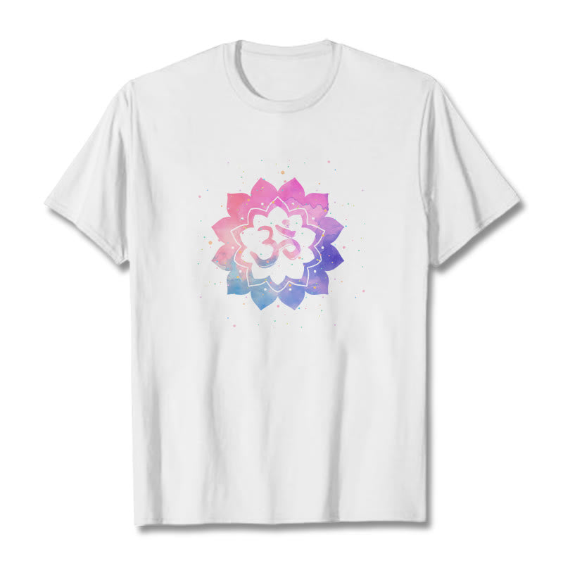Om Colorful Lotus Cotton Tee T-shirt