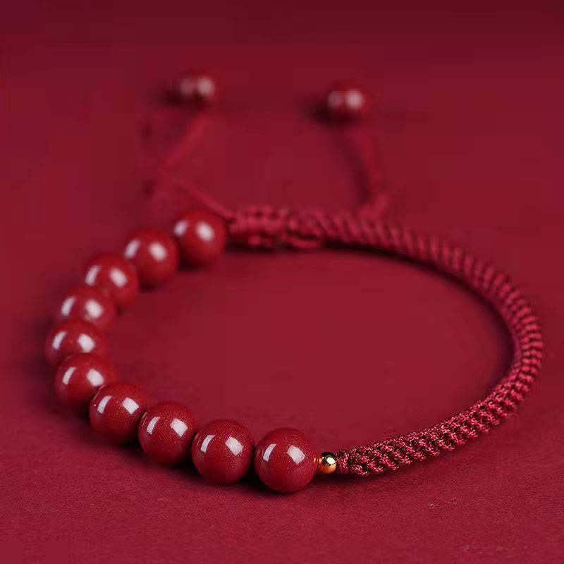 Natural Cinnabar King Kong Knot Blessing String Bracelet