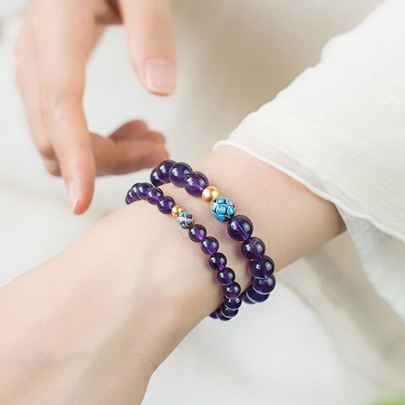 Natural Amethyst Lotus Spiritual Awareness Bracelet