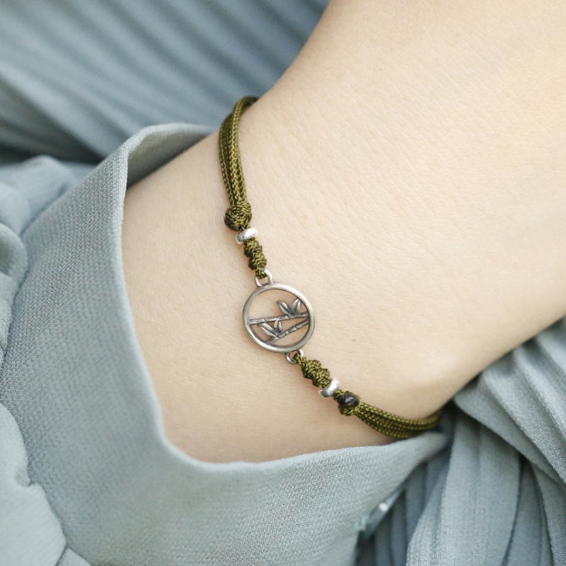 925 Sterling Silver Bamboo Luck String Bracelet