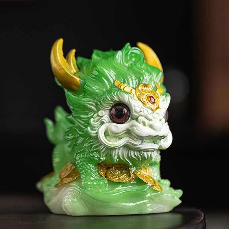 Color Changing Small Kirin Resin Tea Pet Home Figurine Decoration