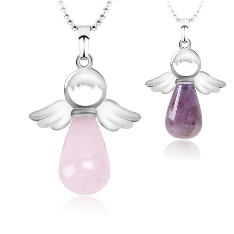 Little Angel Wings Natural Crystal Luck Necklace Pendant