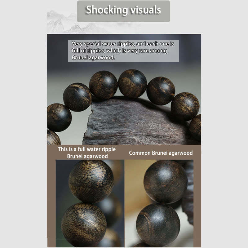 Rare Brunei Agarwood Water Ripple Pattern Peace Calm Bracelet
