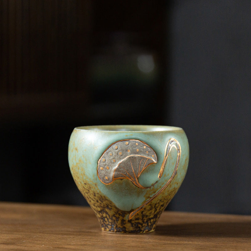 Lotus Pod Engraved Teacup Kung Fu Tea Cup