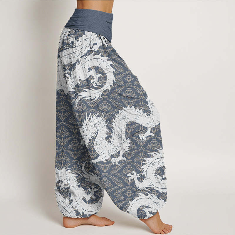 Casual Dragon Pattern Women's Elastic Waist Harem Pants