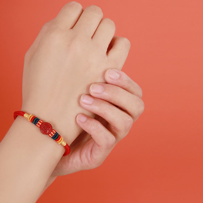 Year of the Dragon 925 Sterling Silver Chinese Zodiac Cinnabar Auspicious Matches Blessing Bracelet