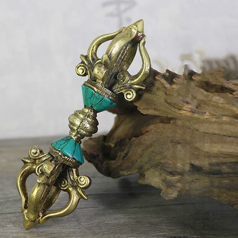 Tibetan Five Prong Vajra Dorje Handcrafted Nepal Spiritual Power Copper Decoration