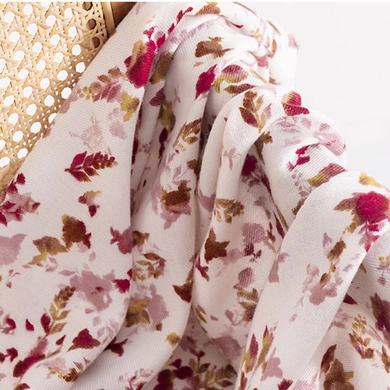 Tibetan Floral Falling Leaves Print Shawl Fall Winter Cozy Warm Travel Scarf Wrap