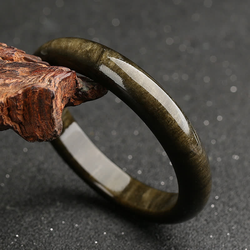Gold Sheen Obsidian Silver Sheen Obsidian Protection Bracelet Bangle