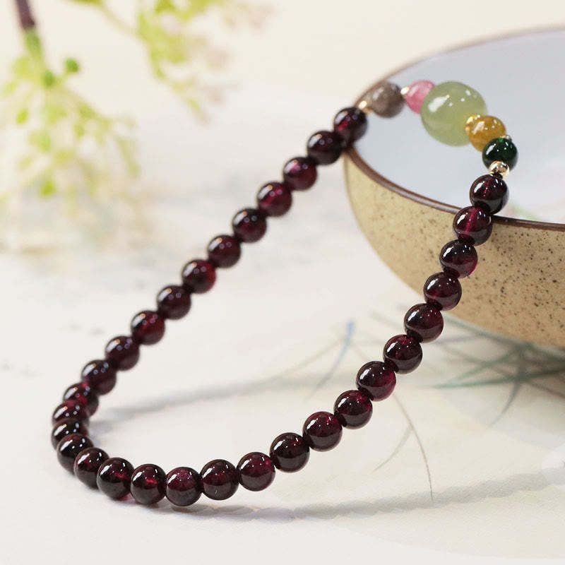 Natural Garnet Hetian Jade Tourmaline Bead Passion Bracelet