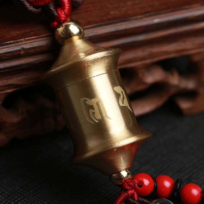 Tibet Om Mani Padme Hum Prayer Wheel Nine Palace Eight Trigrams Copper Car Hanging Decoration