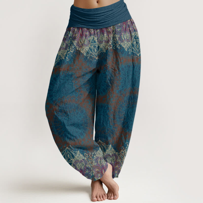 Casual Lycoris Radiata Mandala Pattern Women's Elastic Waist Harem Pants