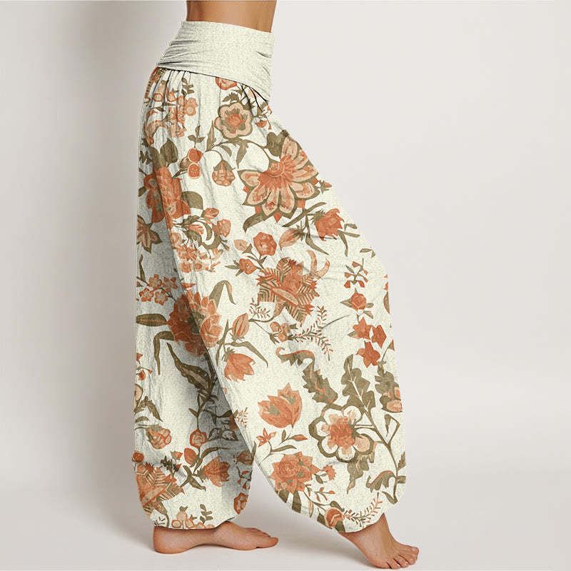 Sunflower Pattern Women's Elastic Waist Harem Pants