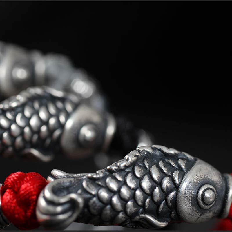 Silver Luck Koi Fish Braided String Bracelet