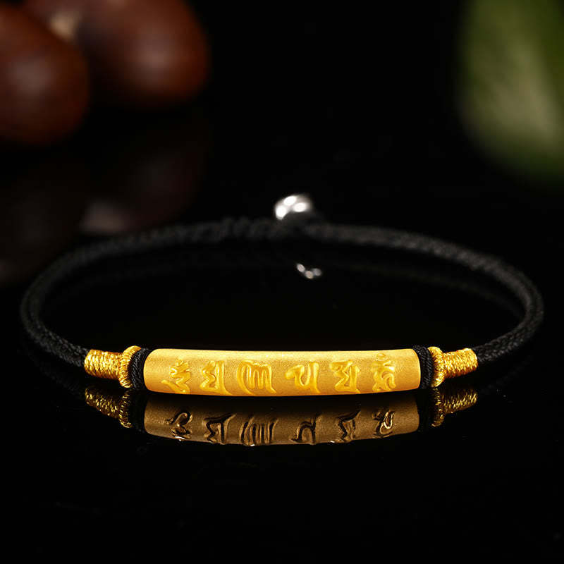 Tibetan 999 Gold Om Mani Padme Hum Handcrafted Eight Thread Peace Knot Luck Braided Couple Bracelet