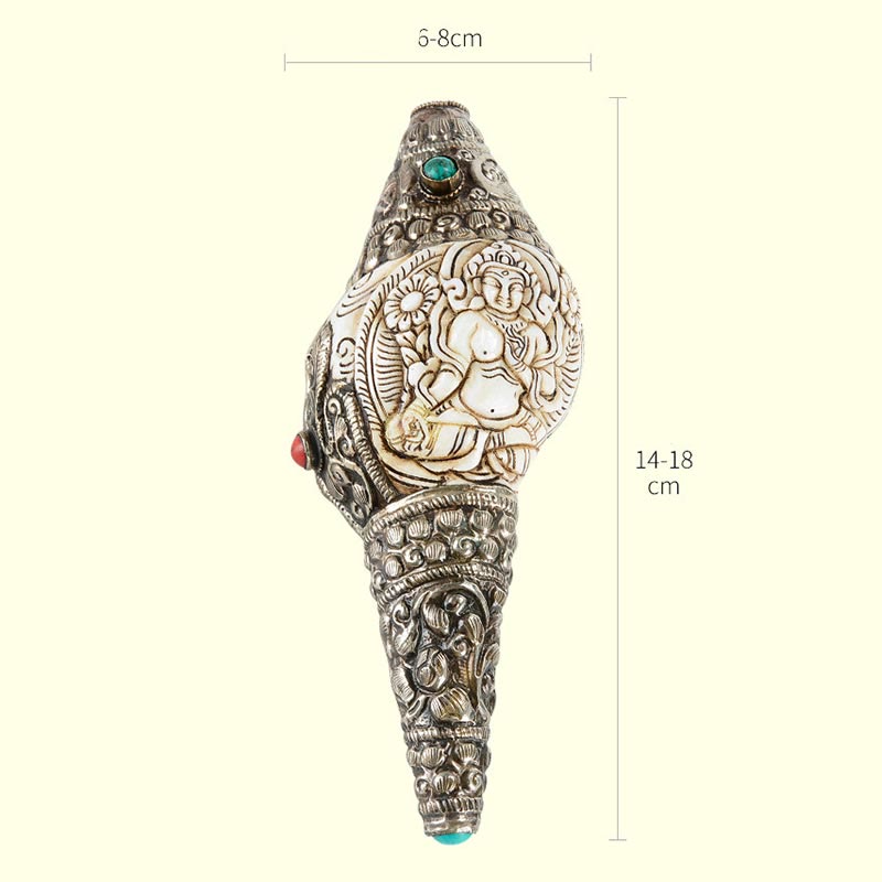 Tibetan Handmade Engraved Shankha mystic zen Conch Shell Wealth Positive Decoration