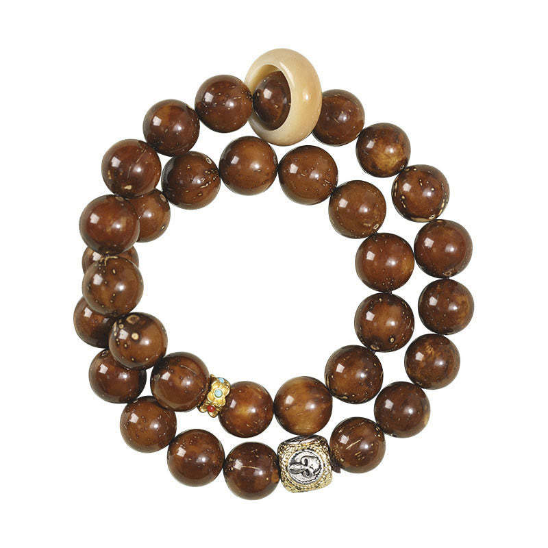Tibetan Natural Purple Gold Rat Bodhi Seed Wealth Double Wrap Bracelet