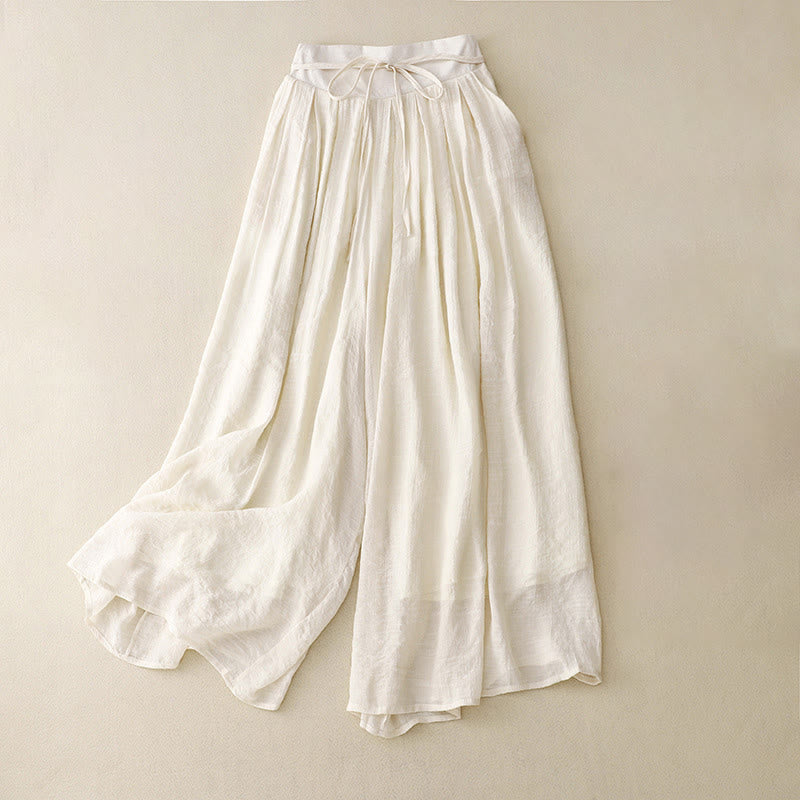 Casual Solid Color Lace-up Women's Wide Leg Pants