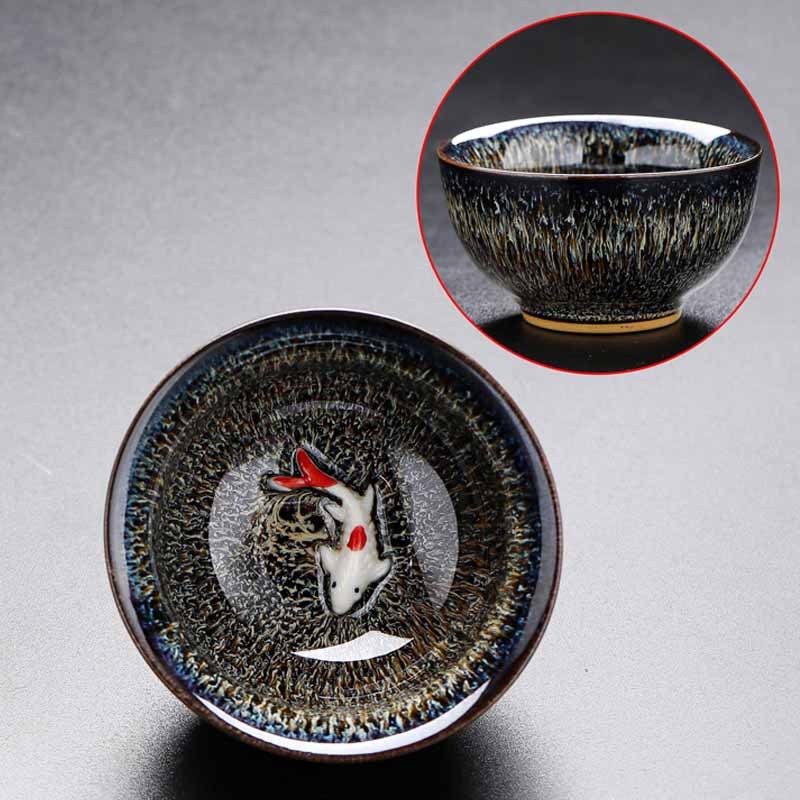 Small Koi Fish Kiln Change Chinese Jianzhan Ceramic Teacup Kung Fu Tea Cup 60ml