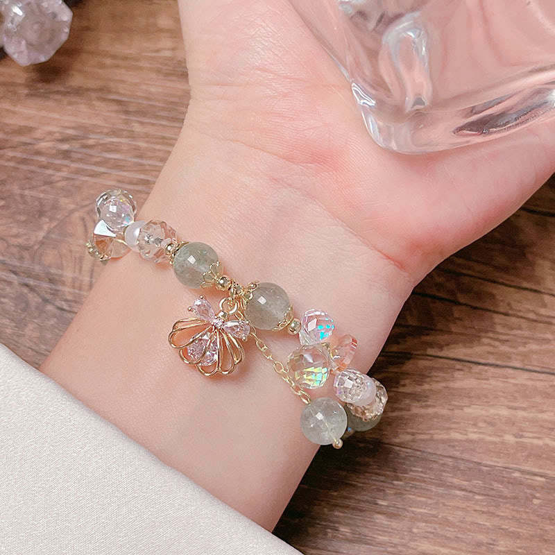 Natural Strawberry Quartz Pearl Shell Positive Bracelet