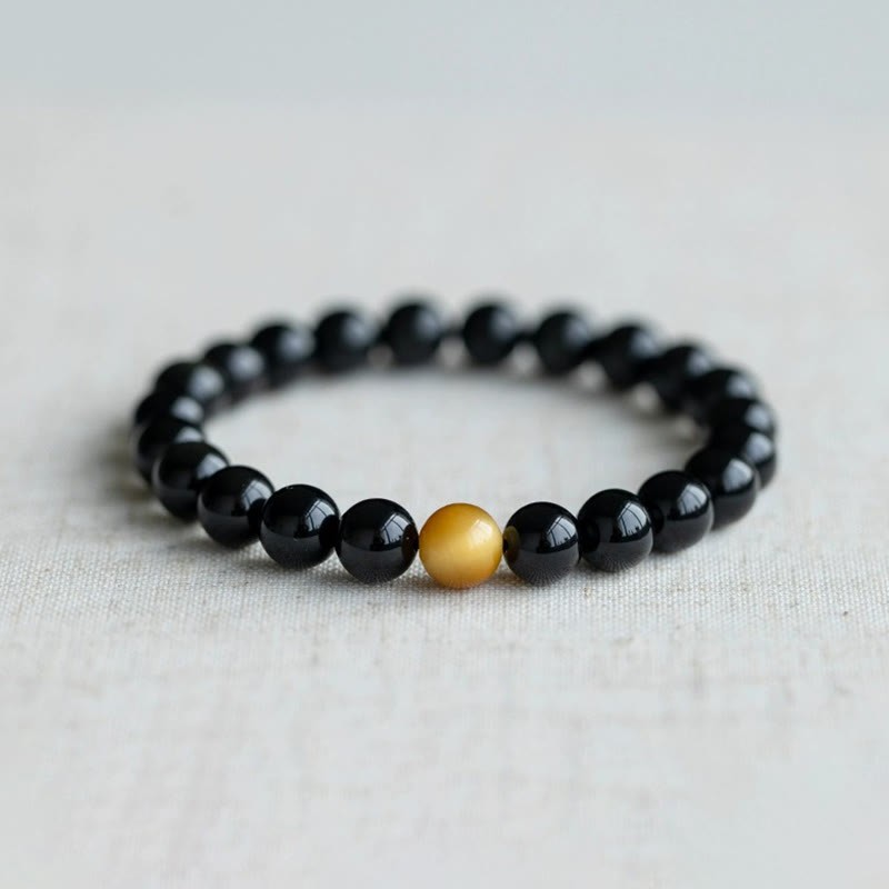 Natural Rainbow Obsidian Tiger Eye Positive Love Bracelet