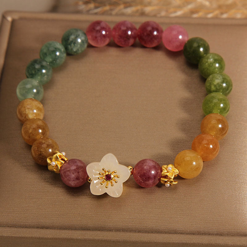 Colorful Tourmaline Jade Flowers Love Bracelet