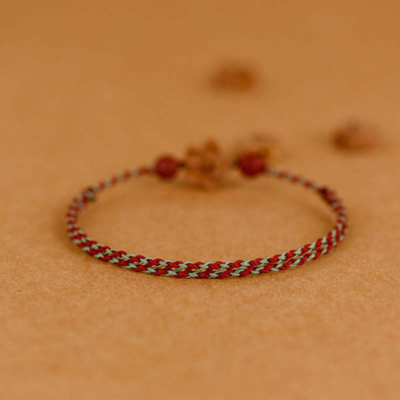 Peach Wood Small Peach Blossom Cinnabar Wealth String Bracelet Anklet