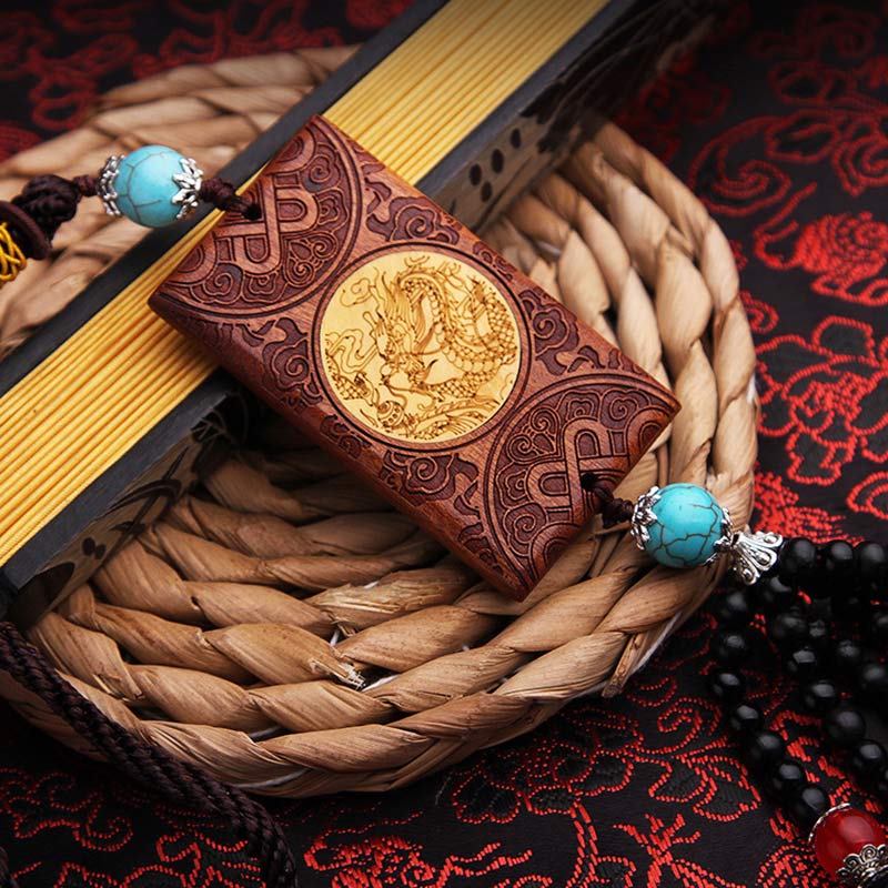 Tibetan Rosewood Boxwood Dragon Cure Courage Car Decoration