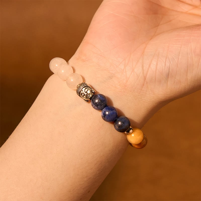Natural Black Onyx White Stone Green Aventurine Tiger Eye Agate Mixed Color mystic zen Head Protection Bracelet