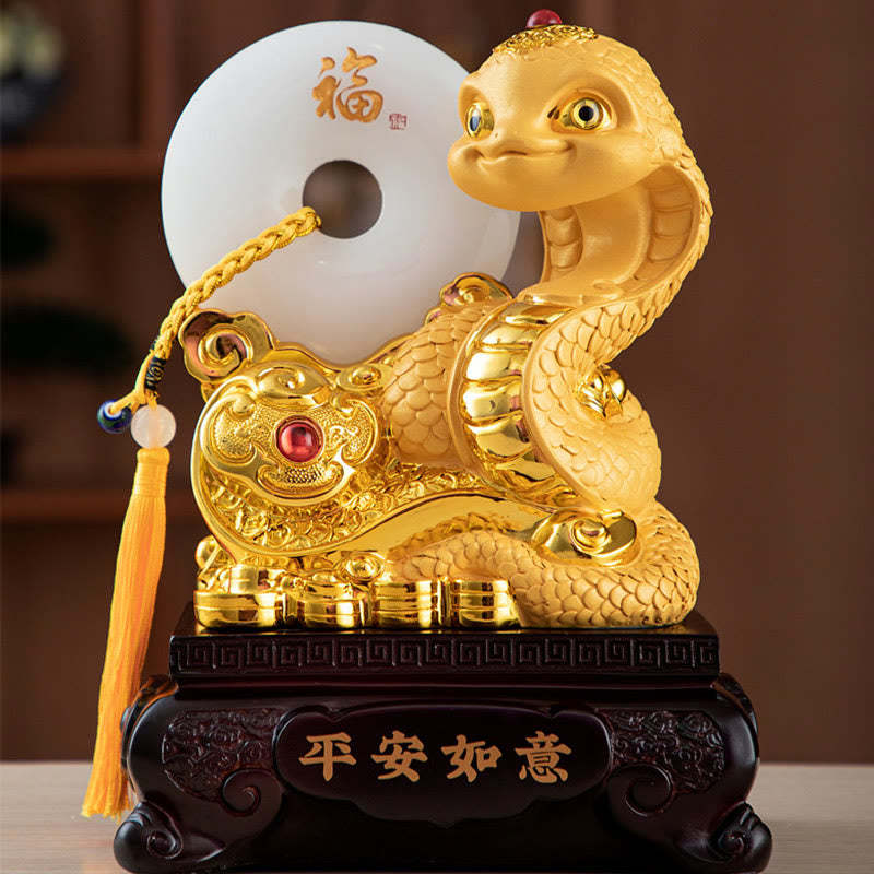 Year of the Snake Fu Character Peace Buckle Peace and Happiness Resin Home Statue Decoration