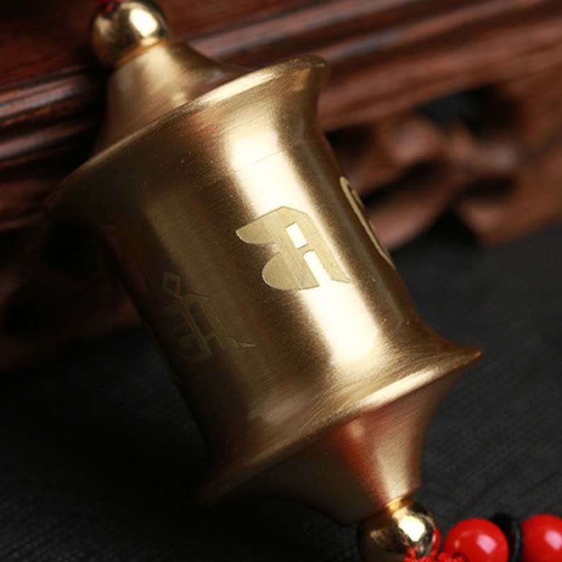 Tibet Om Mani Padme Hum Prayer Wheel Nine Palace Eight Trigrams Copper Car Hanging Decoration