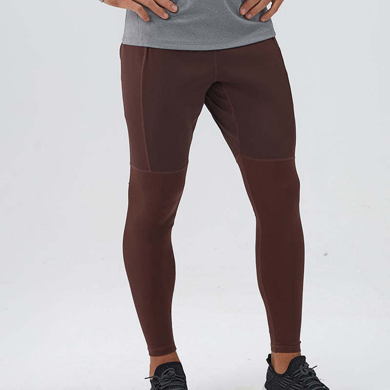 High Waist Quick Dry Breathable Fitness Men's Leggings Pants With Zipper Pocket