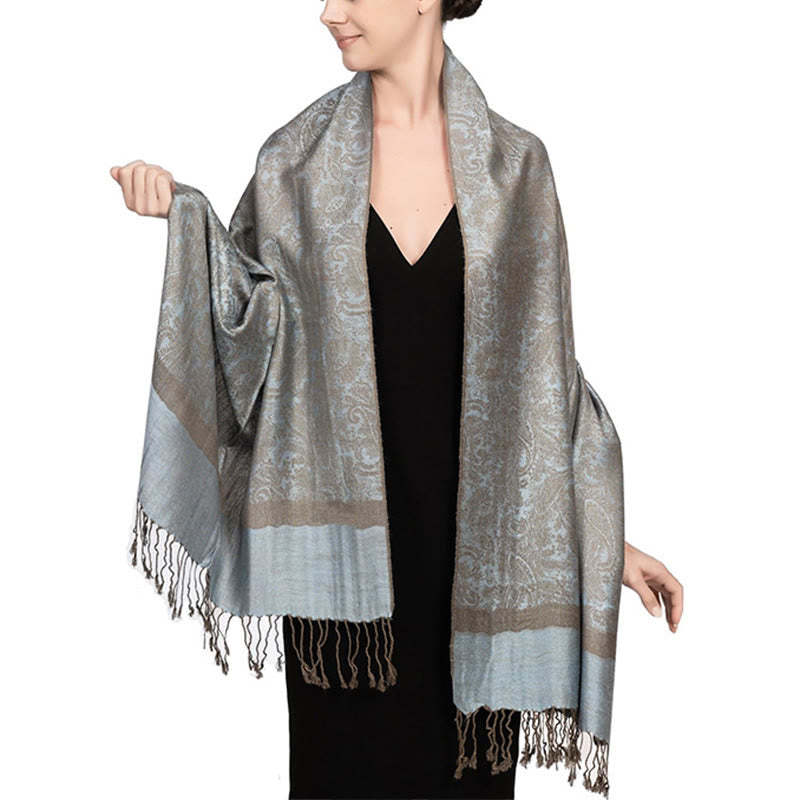 Tibetan Cashew Jacquard Tassels Shawl Spring Fall Winter Warm Cozy Scarf Wrap
