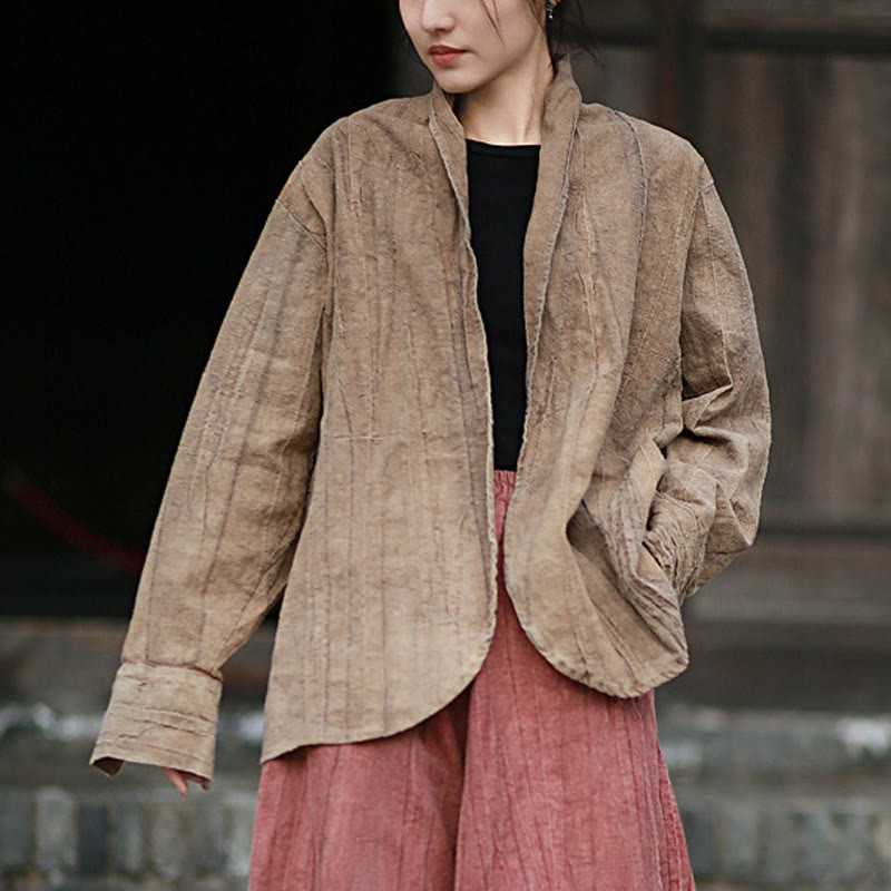 Solid Color Tie Dye Long Sleeve Zen Meditation Open Front Jacket