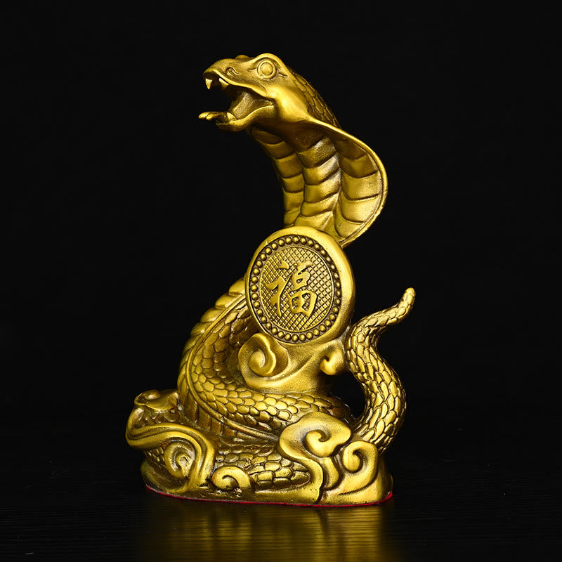 Year Of The Snake Fu Character Auspicious Clouds Fortune Brass Home Statue Decoration