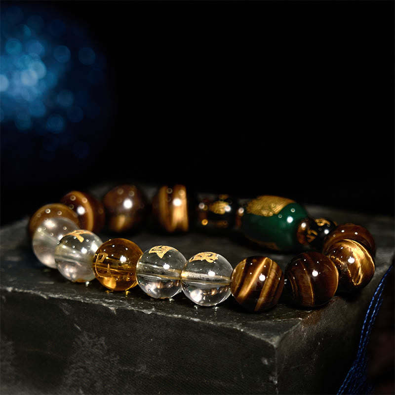 Chinese Zodiac Tiger Eye White Crystal Courage Bracelet