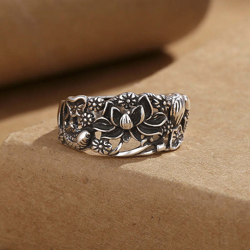 Lotus Symbol Koi Fish Enlightenment Ring
