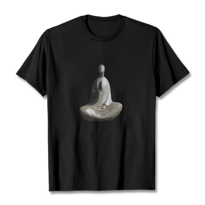 Gray Formless mystic zen Pattern Cotton Tee T-shirt