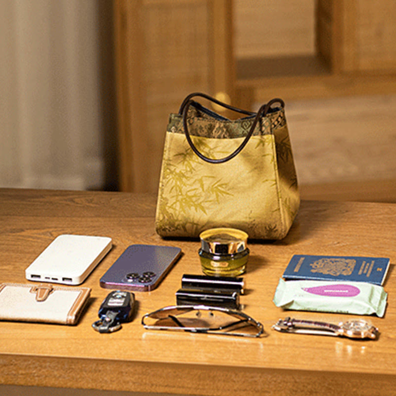 Bamboo Branches Bead Pendant Tassel Xiangyunsha Silk Shoulder Bag Hangbags