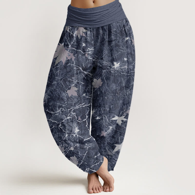 Maple Leaf Pattern Women's Elastic Waist Harem Pants