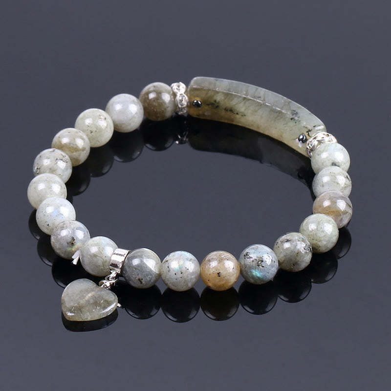 Natural Quartz Love Heart Healing Beads Bracelet