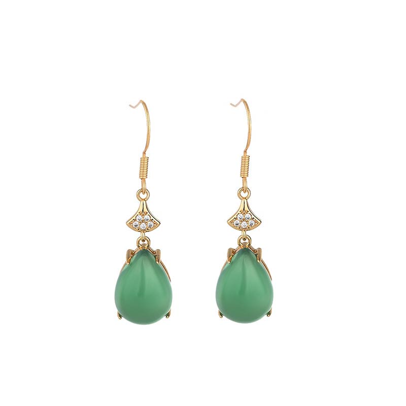 Cyan Jade Luck Drop Earrings