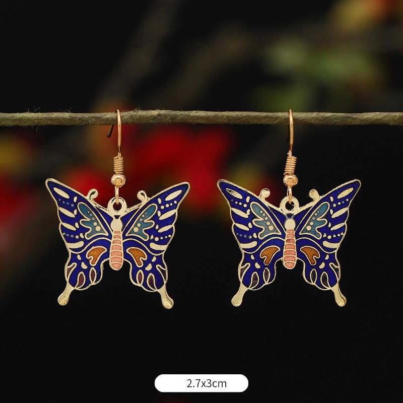 Lotus Butterfly Flower Alloy Copper Enlightenment Drop Earrings